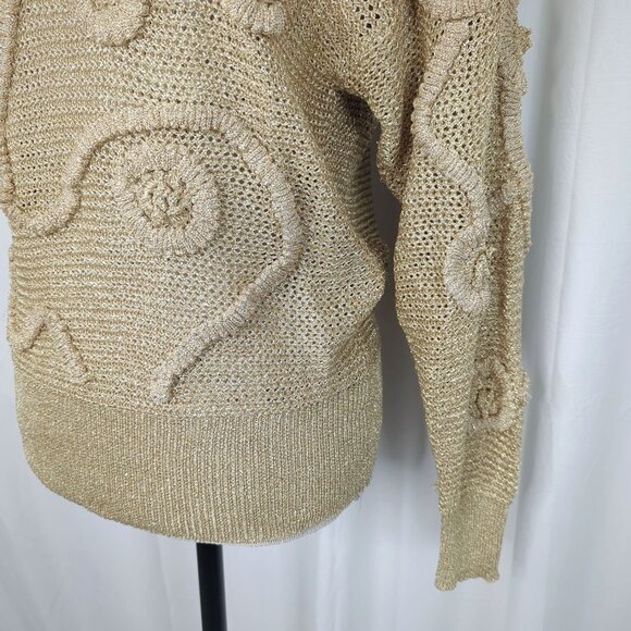 Vintage Suzelle Sweater Medium Gold Knit Textured - Picture 3 of 11